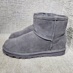 BearPaw Alyssa Women's Size US 10 Gray Suede Sheepskin Wool Ankle Boot Shoes